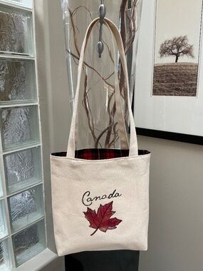 CANADA Tote Bag, Embroidered, Maple Leaf. Made in Canada Custom